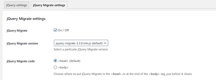 jQuery Migrate settings