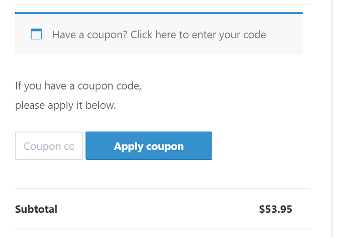 Coupon before subtotal on checkout